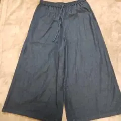 無印良品　ダークブルー デニム風 ワイドパンツ
