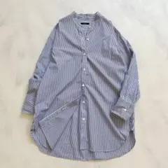 美品◇23区 綿100 バンドカラー ボリューム袖 クロップドシャツ 