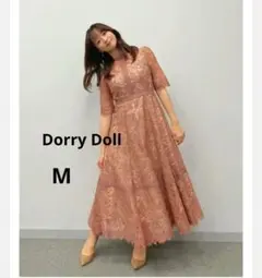 【美品】Dorry Doll 森香澄さん着用 配色レース ワンピース ピンクのサムネイル