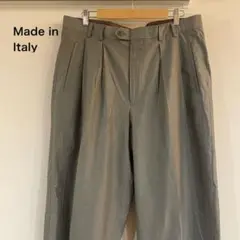 【レア】イタリア製 スラックス レーヨン ツータック グレー ユーロ 古着