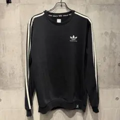 adidas スウェット L 黒 トレフォイル 3ライン スケートボーディング
