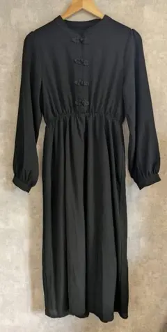 チャイナ風ブラックロングワンピース【M】