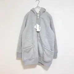 パーカー　L グレー　アウター　美品　ダブルジップ　タグ付き　裏起毛　冬