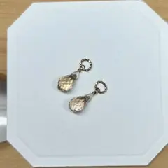 アガット 10K ピアスチャーム シャンパンクォーツ