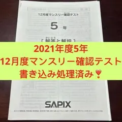 2020年度版　サピックス　5年　マンスリー確認/復習/組分けテスト他　計10回 2025年最新】サピックス 5年 マンスリー確認テストの人気アイテム
