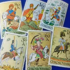 9890 外国切手 チェコスロバキア 1972年 タイル画やガラス絵 6V