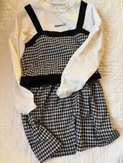 ナルミヤ　milky coast チェック柄レイヤード風　セットアップ　L