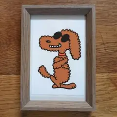 プードル イラスト 木製フレーム付き ポスカ