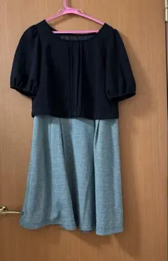 紺トップスとハウンドトゥーススカートのセット