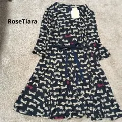 【新品】【大きいサイズ】ローズティアラ 猫とリボン柄ワンピース 46のサムネイル