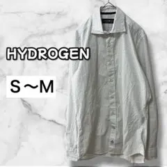 N0210　ハイドロゲン　星柄ドットシャツ　ドクロボタン　白黒　S〜Ｍ