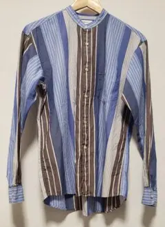 SHIPS any クレイジー バンドカラー ストライプ シャツ Sサイズ