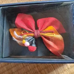 和風 髪飾り 赤とオレンジ