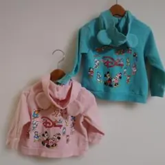2点ディズニーTeam Disney トレーナー ピンク80ブルー90