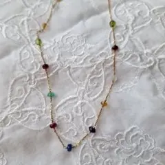 18金&天然石ステーションネックレス ＊最終お値下げ