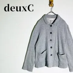 deuxC　ドゥセー　鹿の子ニットジャケット　襟付き　日本製　コットン混　グレーのサムネイル