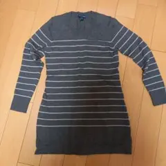 Gap メリノウール グレー ストライプ セーター MからS
