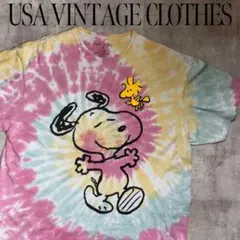US古着 ピーナッツ　スヌーピ　キャラクター　タイダイ染め