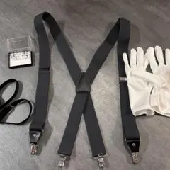 新郎小物4点セット　サスペンダー・手袋・アームバンド・カフスボタン