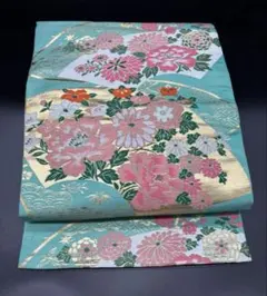 高級　正絹　洒落帯　名古屋帯　アンティーク　花柄　草花　金糸　405