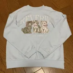 猫　トレーナー　水色　140 女の子