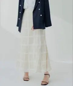 natural couture ツイード風シアーチェックスカート