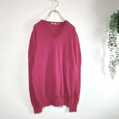 【bz22】ユニクロUNIQLO メンズ　ニット　セーター　Vネック　M
