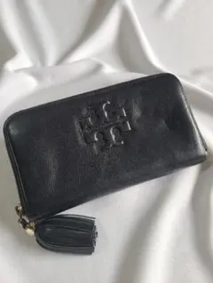 TORY BURCH トリーバーチ 長財布 ラウンドジップ レザー 黒 タッセル