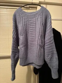 チャオパニック ケーブルニット 水色 FREEサイズ