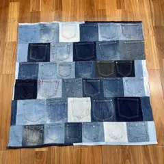 No.1410ハンドメイド☆ブランケット☆デニムリメイク☆パッチワーク