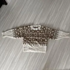 ノルディック柄 ニット セーター アイボリー ブラウン 柄ニット レディース