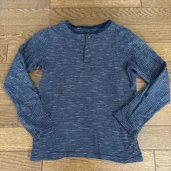 H&M 134 130140ストライプ長袖カットソー オーガニックコットン