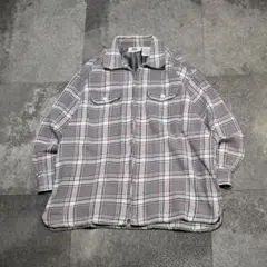 古着 ジップアップ チェックシャツ シャツジャケット デザインシャツ 長袖シャツ