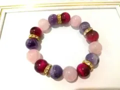 〇愛情運アップ！〇ローズクォーツ＆ドッグティースアメジスト＆ピンクタイガーアイ