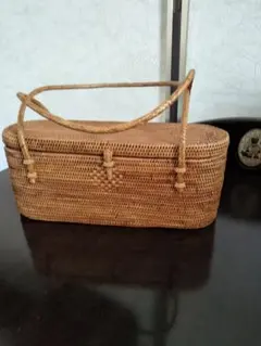 天然素材のブラウンかごバッグ　着物　浴衣