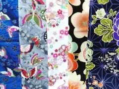 和柄カットクロス5枚セット 蝶々、牡丹、麻の葉華やかなセット