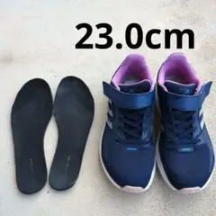 adidas キッズ スニーカー23.0cm ネイビー/ピンク