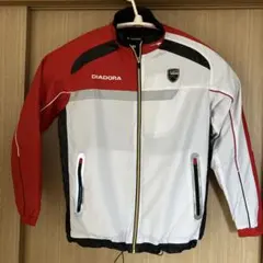 DIADORA ジップアップジャケット ホワイト/レッド