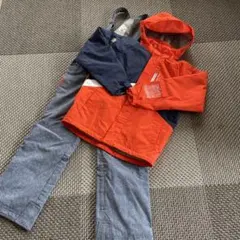 子ども用スキーウェアセット（オレンジ・ネイビー）サイズ調節機能付き　160cm