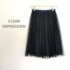 クリアインプレッション チュールプリーツスカート ネイビー 春夏 2way Mのサムネイル