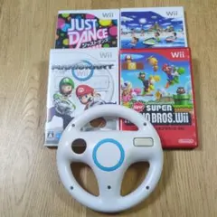 Wii ゲーム4本セット + ハンドル