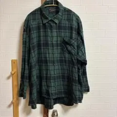Kastane 緑系チェック柄長袖シャツ