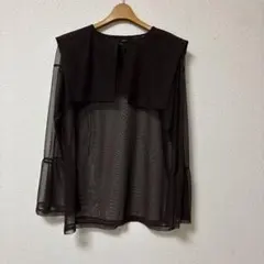 Kastane シアー長袖ブラウス透け感セーラー襟個性的デザインシャツ‼️