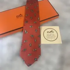 ［未使用品］HERMES シルク 動物柄 ネクタイ