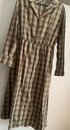チェック　前開きシャツワンピース　Mサイズ