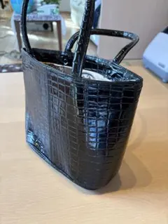 クロコダイル型押し ハンドバッグ ブラック フォーマル