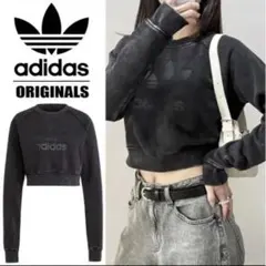 adidas ORIGINALS ブラック クロップドスウェット S
