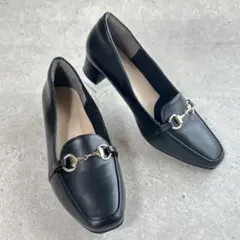 良品★CLOSSHI〔L 24相当〕ゴールドビット金具 ローファーパンプス 黒色のサムネイル