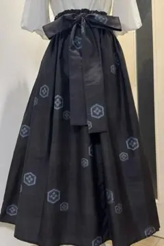 No.467 大島紬リメイク6枚剥ギャザースカート　地空き？