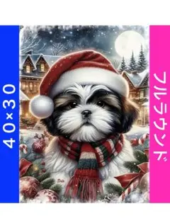 N-3035クリスマス犬 ダイヤモンドアートキット ビーズ アート ハンドメイド
